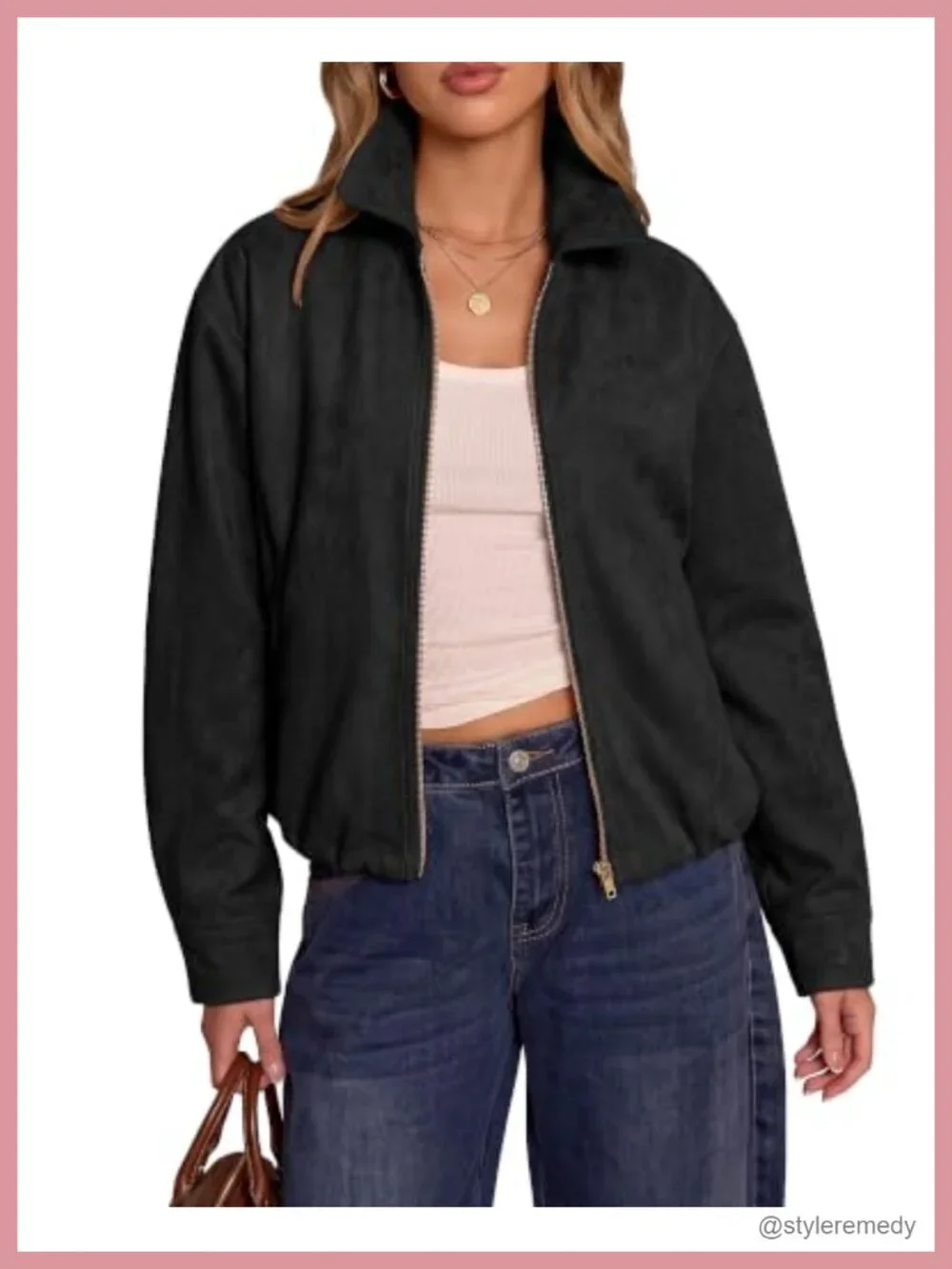 Faux Suede Jacket Women Oversized Fall Coats Cropped Outerwear Chore